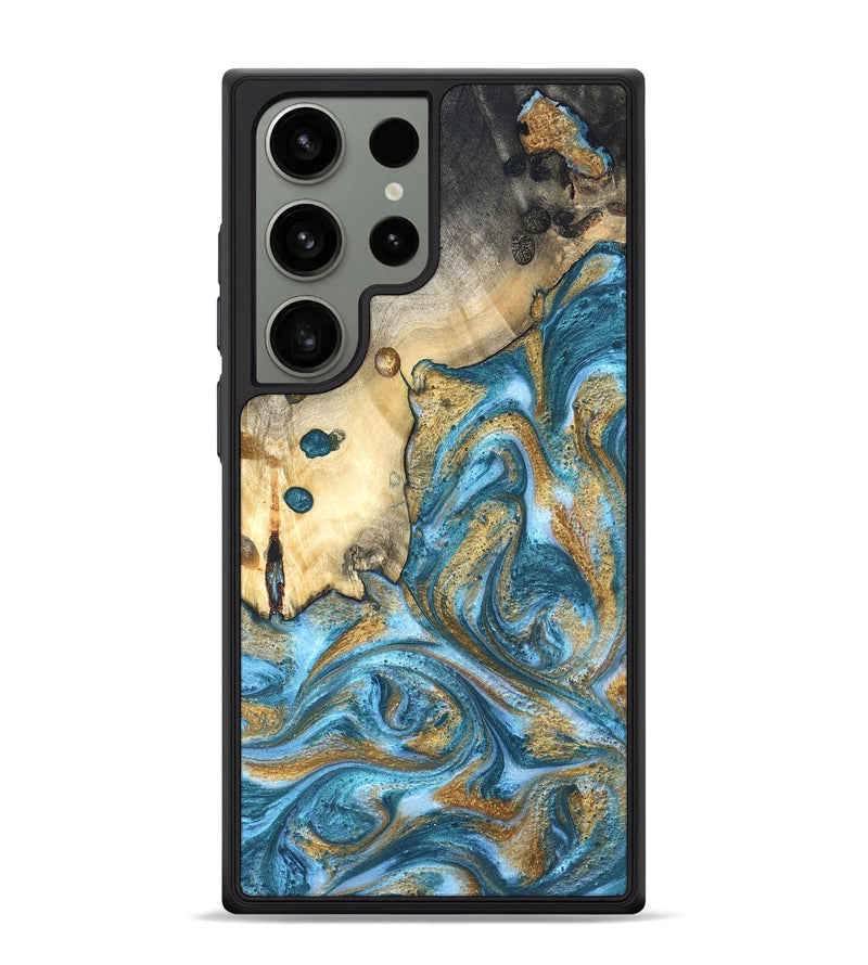 Galaxy S24 Ultra Wood Phone Case - Tamiko (Teal & Gold, 819924)