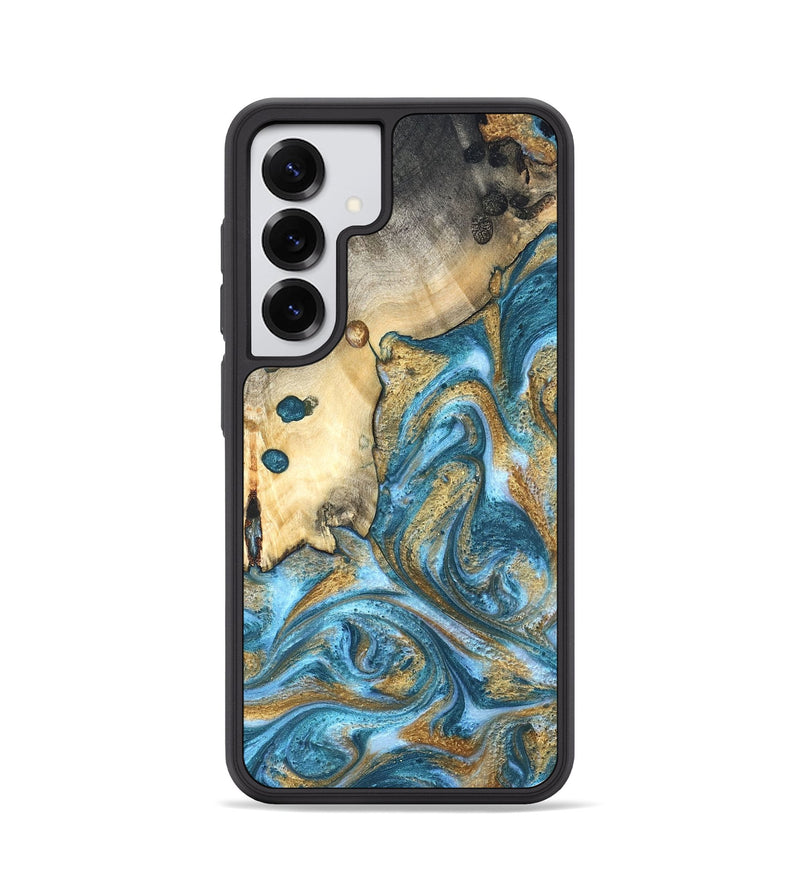 Galaxy S25 Wood Phone Case - Tamiko (Teal & Gold, 819924)