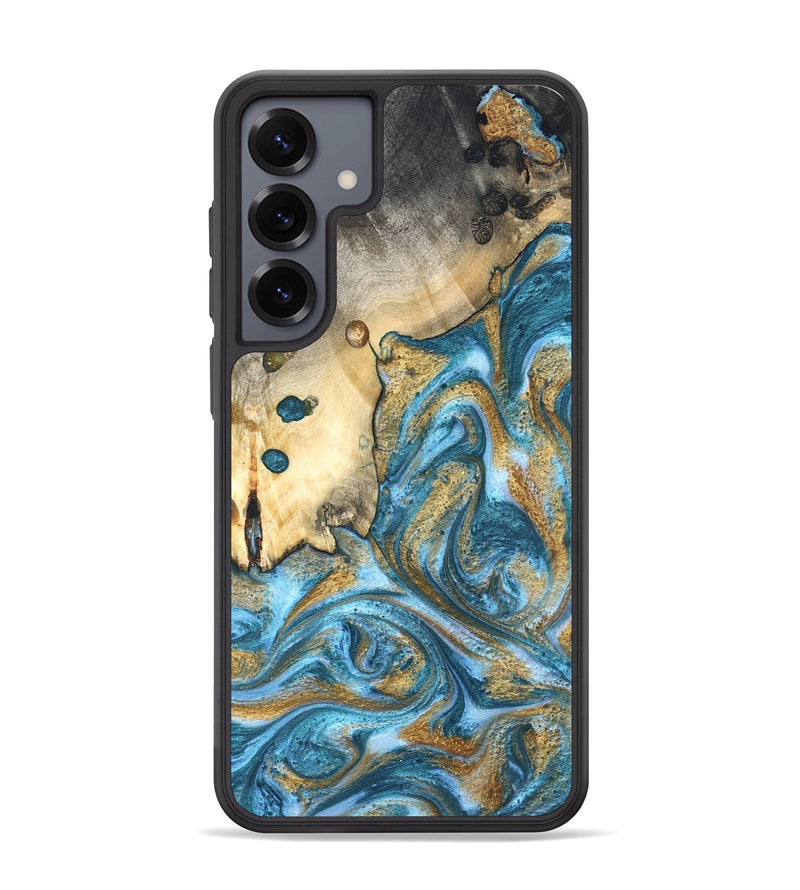 Galaxy S25 Plus Wood Phone Case - Tamiko (Teal & Gold, 819924)