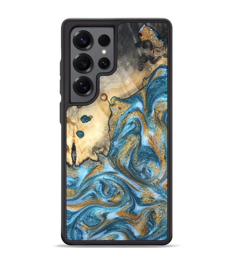 Galaxy S25 Ultra Wood Phone Case - Tamiko (Teal & Gold, 819924)