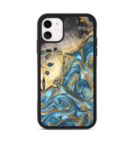iPhone 11 Wood Phone Case - Tamiko (Teal & Gold, 819924)
