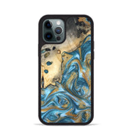 iPhone 12 Pro Wood Phone Case - Tamiko (Teal & Gold, 819924)