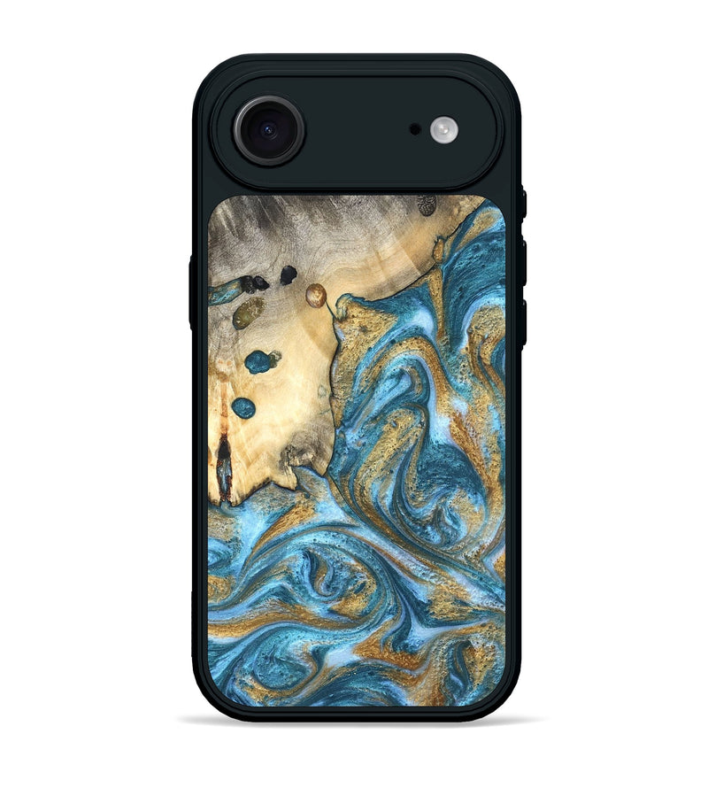 iPhone 17 Air Wood Phone Case - Tamiko (Teal & Gold, 819924)