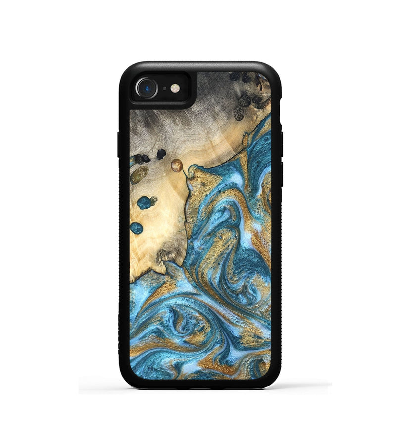 iPhone SE Wood Phone Case - Tamiko (Teal & Gold, 819924)