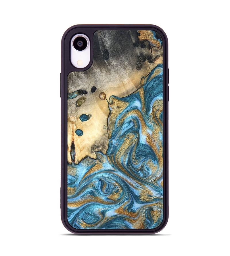 iPhone Xr Wood Phone Case - Tamiko (Teal & Gold, 819924)