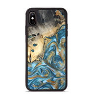 iPhone Xs Max Wood Phone Case - Tamiko (Teal & Gold, 819924)