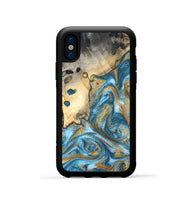 iPhone Xs Wood Phone Case - Tamiko (Teal & Gold, 819924)