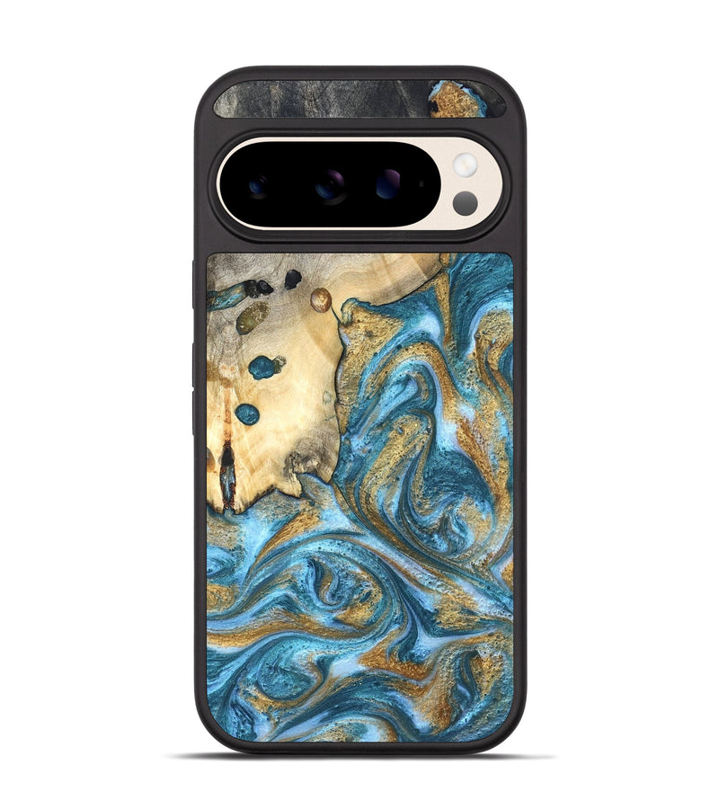 Pixel 10 Wood Phone Case - Tamiko (Teal & Gold, 819924)