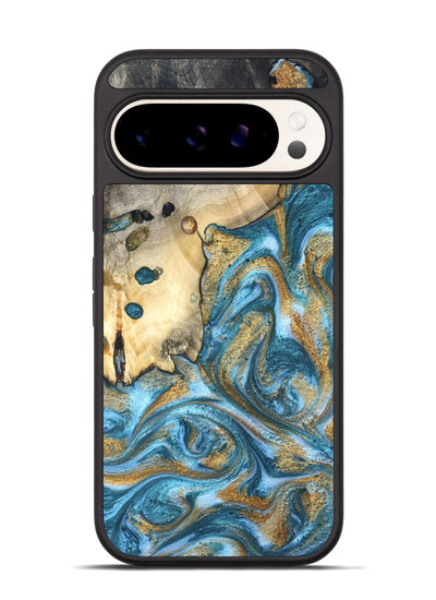 Pixel 9 Pro Wood Phone Case - Tamiko (Teal & Gold, 819924)