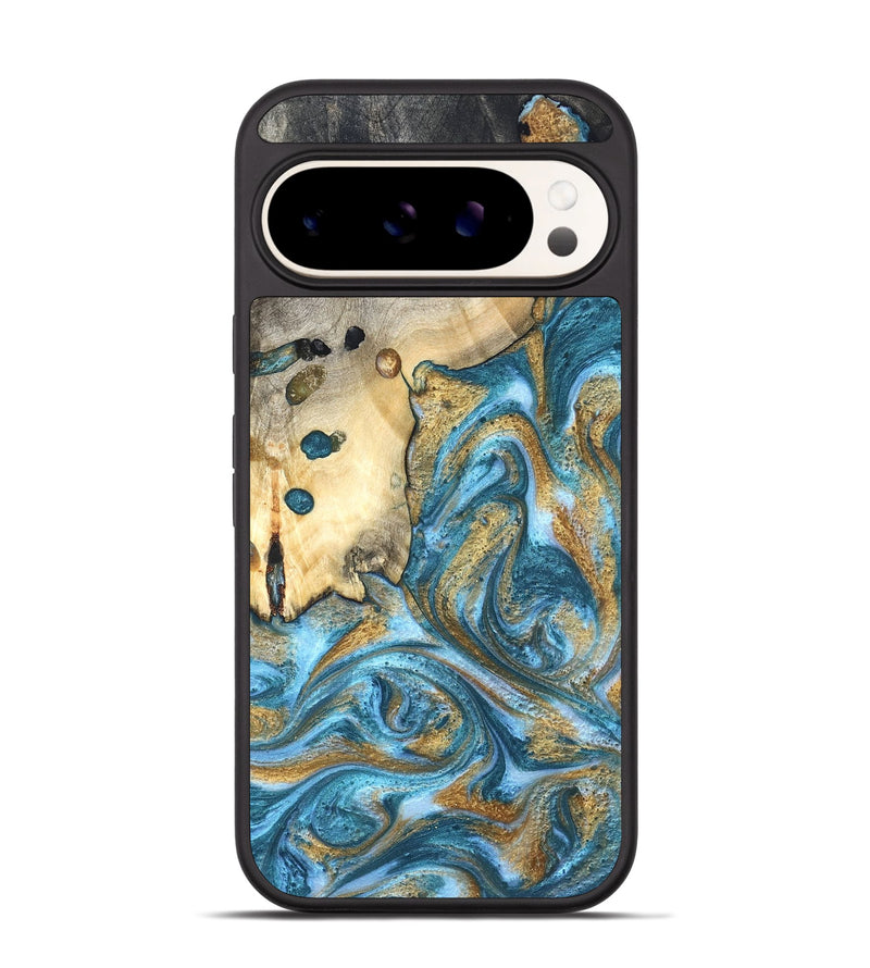 Pixel 9 Pro Wood Phone Case - Tamiko (Teal & Gold, 819924)
