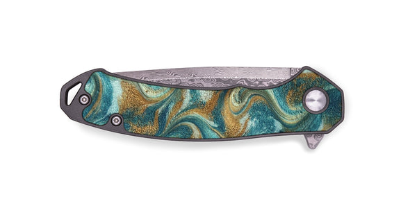 EDC ResinArt Pocket Knife - Cora (Teal & Gold, 819925)