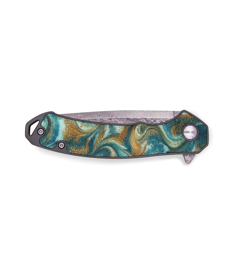 EDC ResinArt Pocket Knife - Cora (Teal & Gold, 819925)