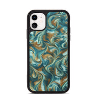 iPhone 11 ResinArt Phone Case - Cora (Teal & Gold, 819925)
