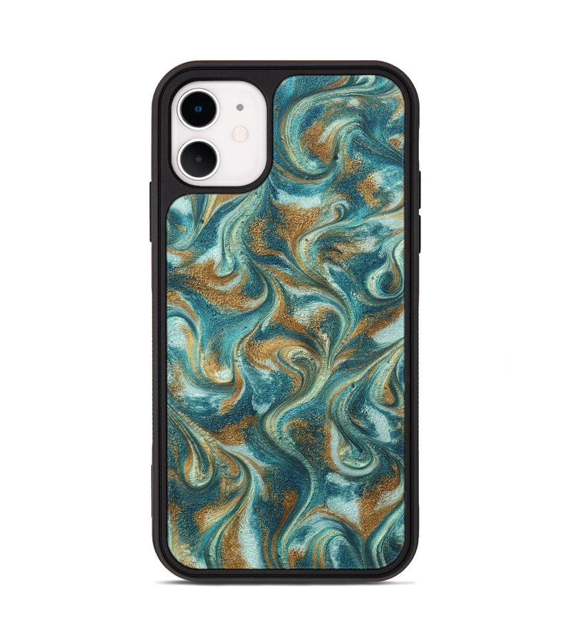iPhone 11 ResinArt Phone Case - Cora (Teal & Gold, 819925)