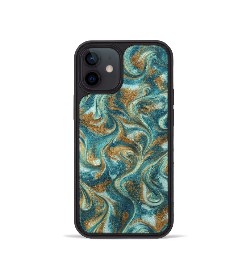 iPhone 12 mini ResinArt Phone Case - Cora (Teal & Gold, 819925)