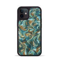 iPhone 12 ResinArt Phone Case - Cora (Teal & Gold, 819925)
