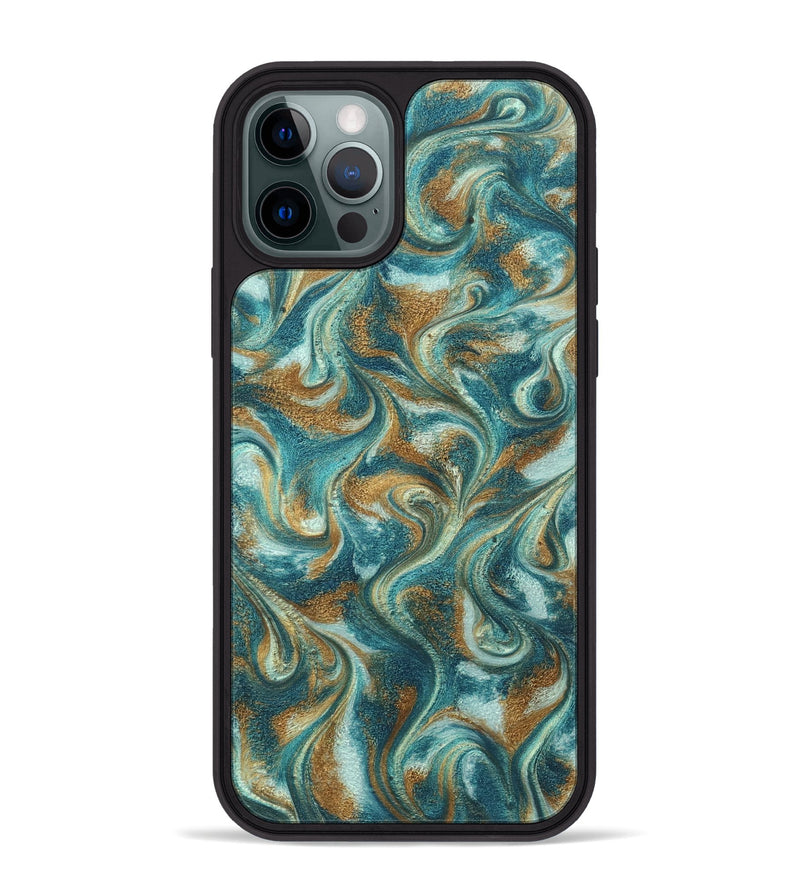 iPhone 12 Pro Max ResinArt Phone Case - Cora (Teal & Gold, 819925)