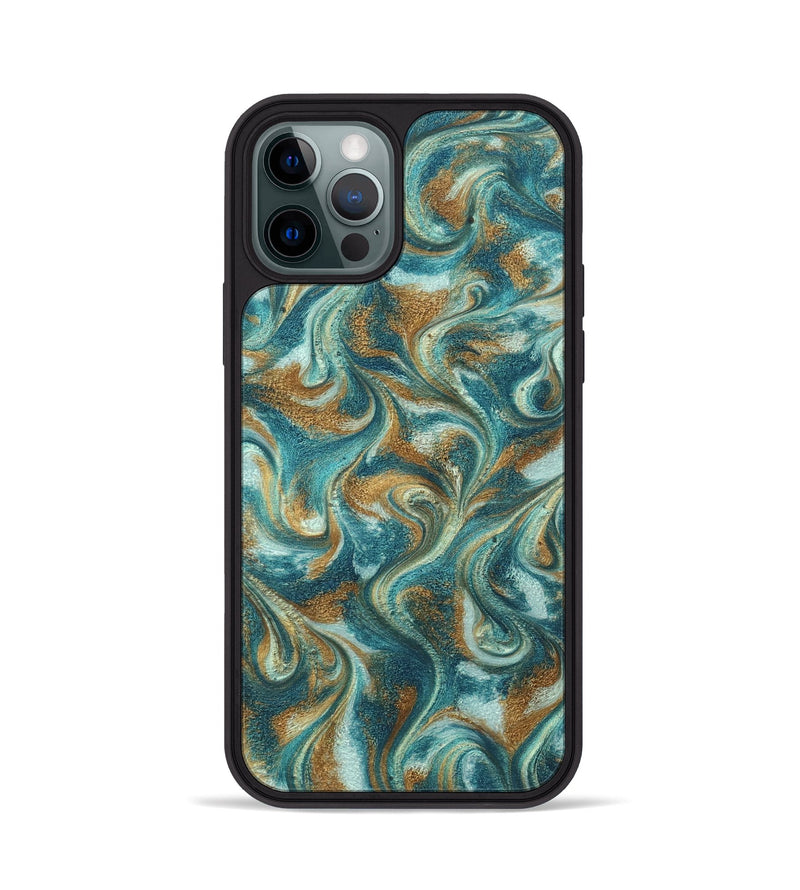 iPhone 12 Pro ResinArt Phone Case - Cora (Teal & Gold, 819925)