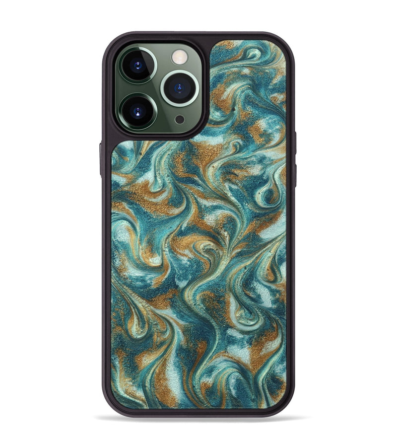 iPhone 13 Pro Max ResinArt Phone Case - Cora (Teal & Gold, 819925)
