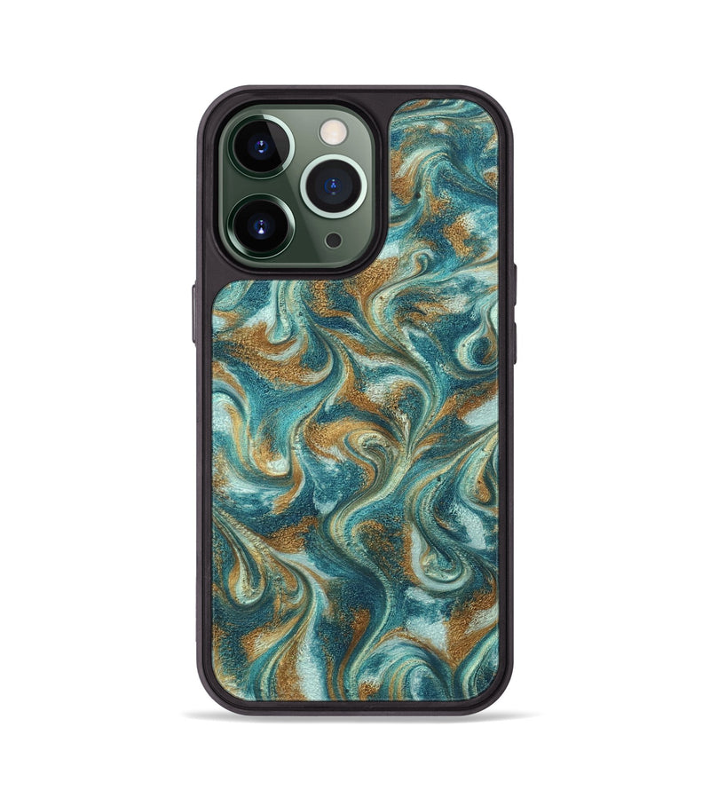 iPhone 13 Pro ResinArt Phone Case - Cora (Teal & Gold, 819925)