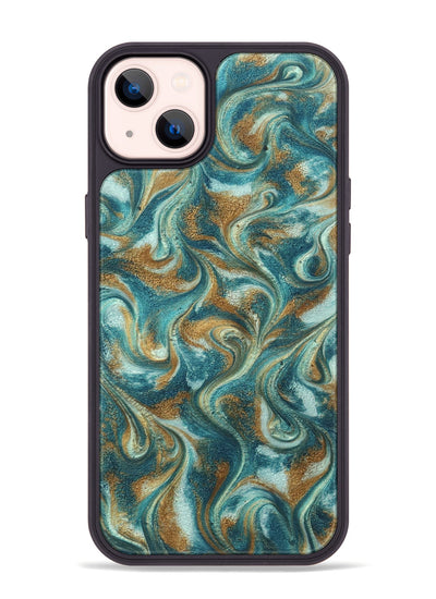 iPhone 14 Plus ResinArt Phone Case - Cora (Teal & Gold, 819925)