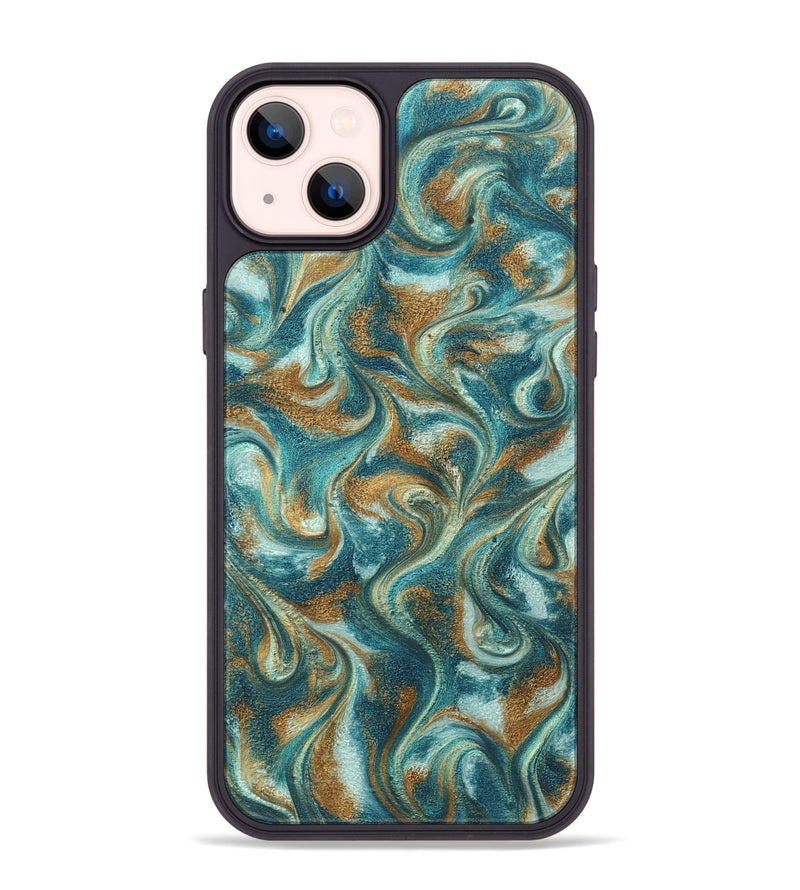 iPhone 14 Plus ResinArt Phone Case - Cora (Teal & Gold, 819925)