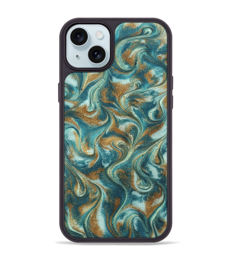 iPhone 15 Plus ResinArt Phone Case - Cora (Teal & Gold, 819925)