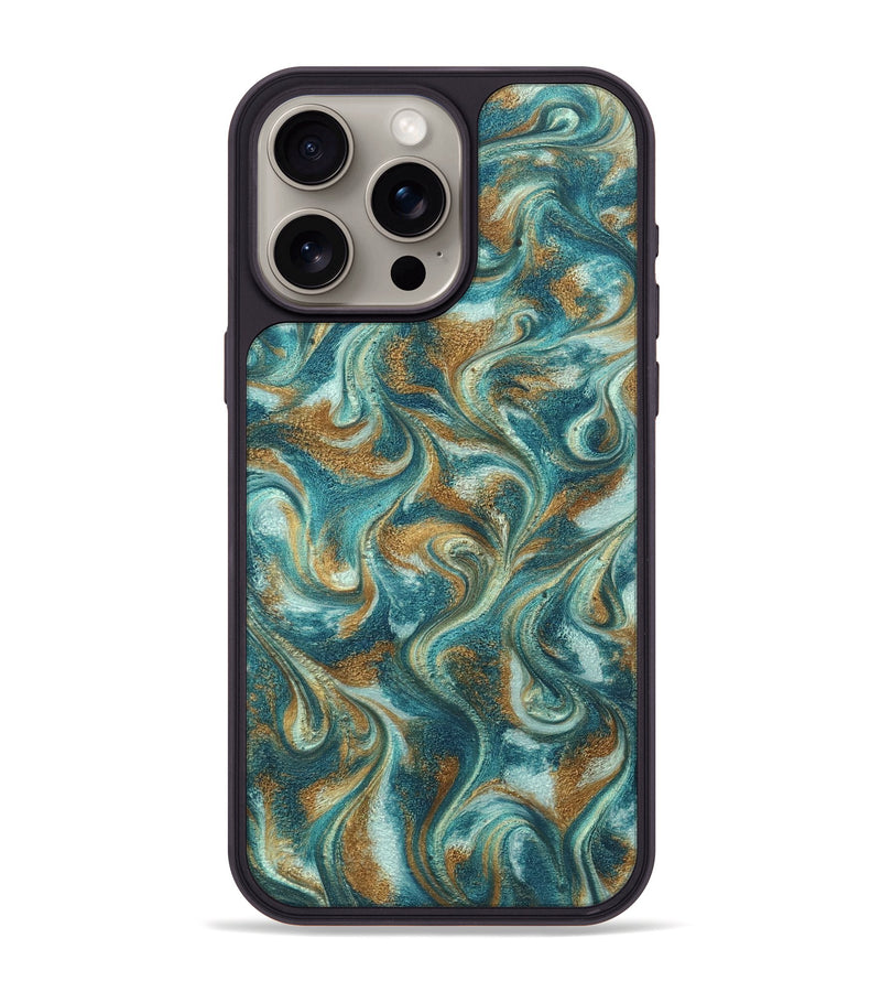iPhone 15 Pro Max ResinArt Phone Case - Cora (Teal & Gold, 819925)