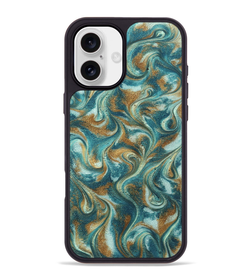 iPhone 16 Plus ResinArt Phone Case - Cora (Teal & Gold, 819925)