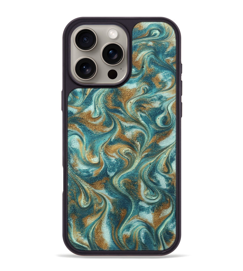 iPhone 16 Pro Max ResinArt Phone Case - Cora (Teal & Gold, 819925)