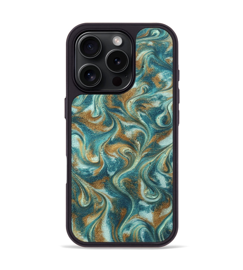 iPhone 16 Pro ResinArt Phone Case - Cora (Teal & Gold, 819925)