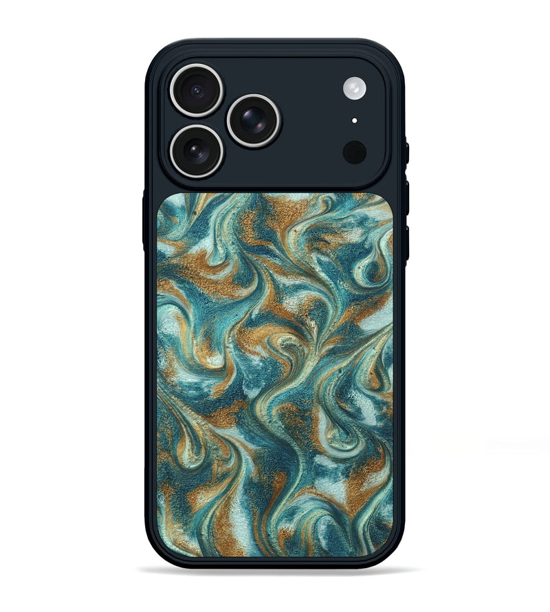 iPhone 17 Pro Max ResinArt Phone Case - Cora (Teal & Gold, 819925)