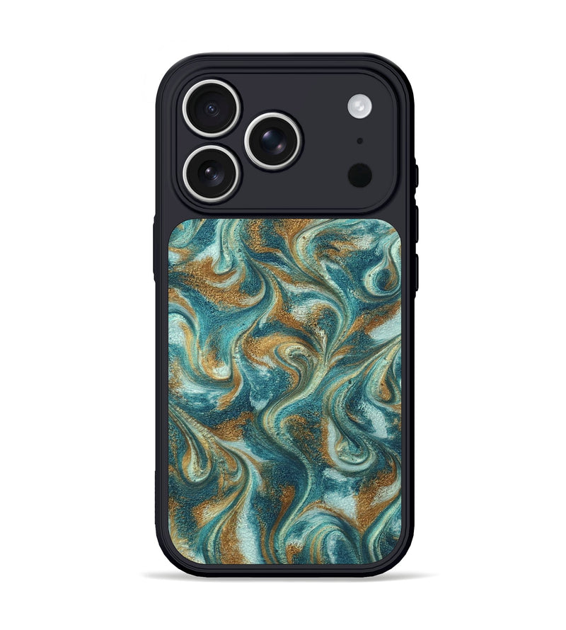 iPhone 17 Pro ResinArt Phone Case - Cora (Teal & Gold, 819925)