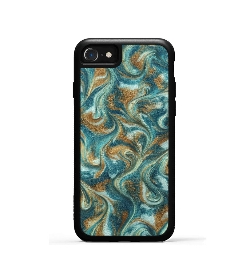 iPhone SE ResinArt Phone Case - Cora (Teal & Gold, 819925)