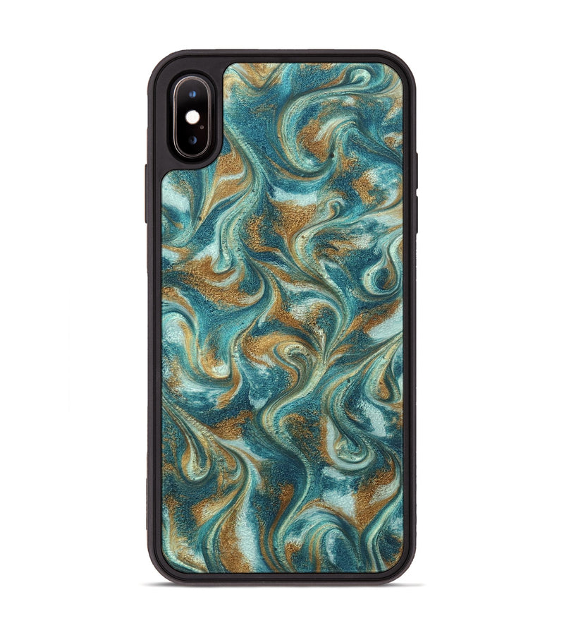 iPhone Xs Max ResinArt Phone Case - Cora (Teal & Gold, 819925)