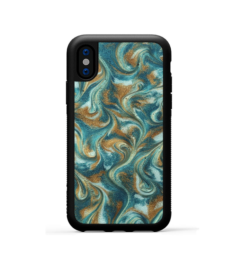 iPhone Xs ResinArt Phone Case - Cora (Teal & Gold, 819925)