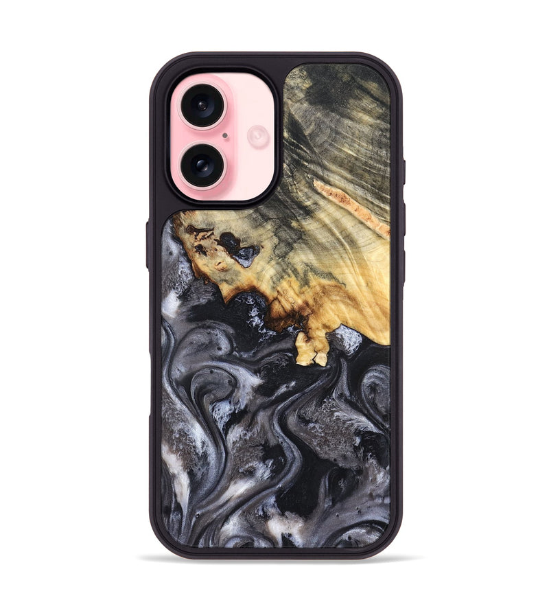 iPhone 16 Wood Phone Case - Miller (Black & White, 819939)
