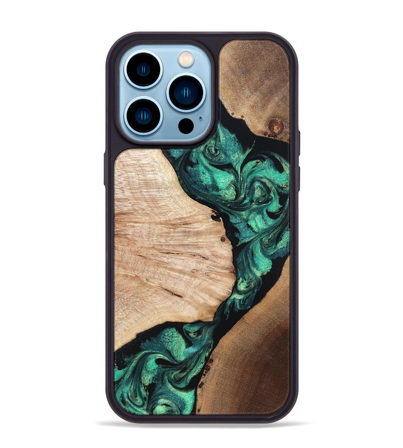 iPhone 14 Pro Max Wood Phone Case - Casen (Green, 819955)