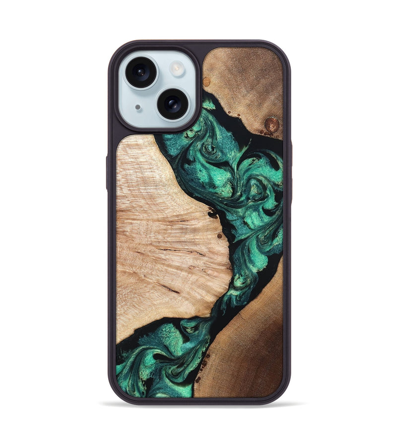 iPhone 15 Wood Phone Case - Casen (Green, 819955)