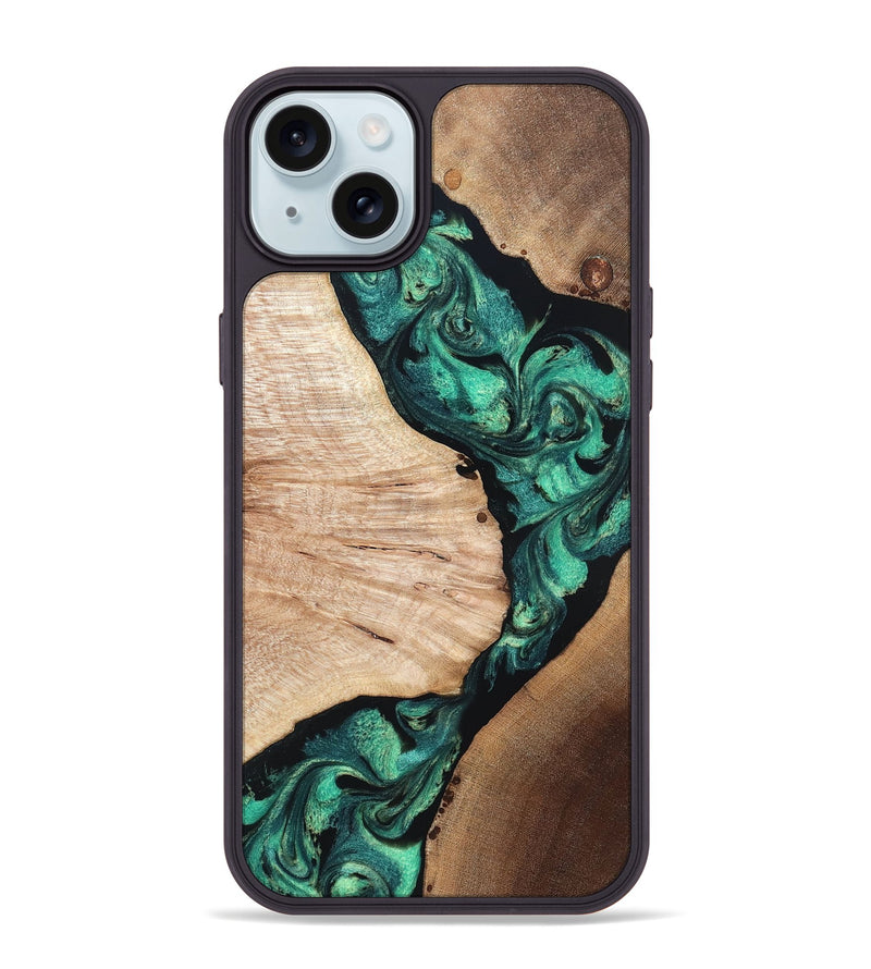 iPhone 15 Plus Wood Phone Case - Casen (Green, 819955)