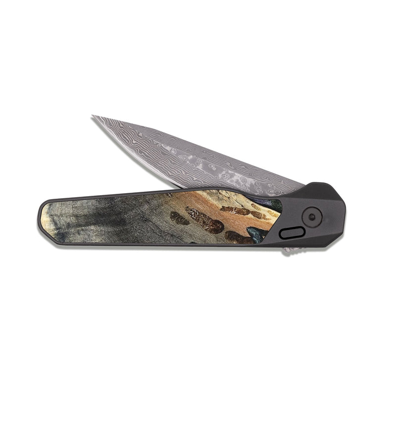 EDC Dark Damascus Wood Pocket Knife - Libby (Green, 819956)