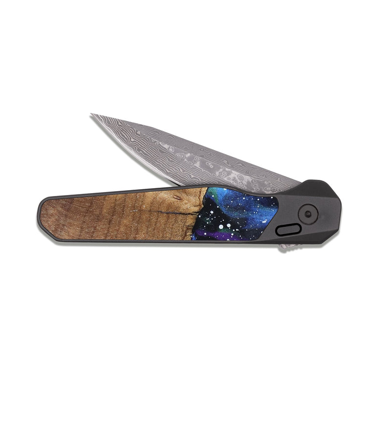 EDC Dark Damascus Wood Pocket Knife - Ezrah (Cosmos, 819962)