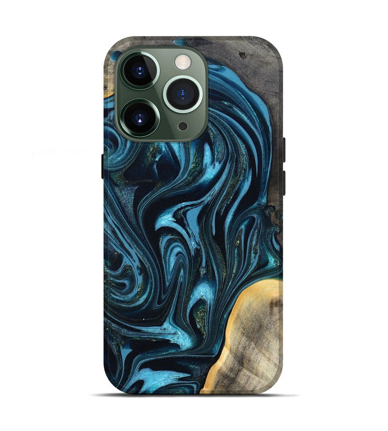 iPhone 13 Pro Wood Live Edge Phone Case - Tanner (Blue, 819974)