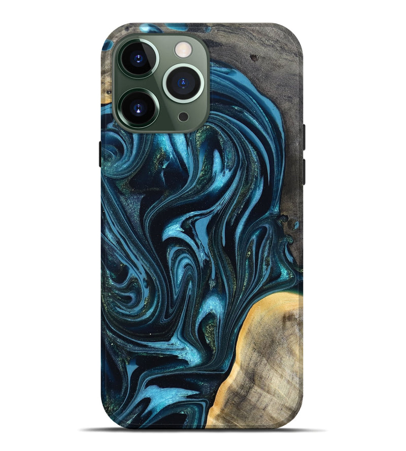 iPhone 13 Pro Max Wood Live Edge Phone Case - Tanner (Blue, 819974)