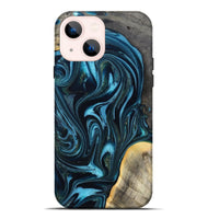 iPhone 14 Plus Wood Live Edge Phone Case - Tanner (Blue, 819974)