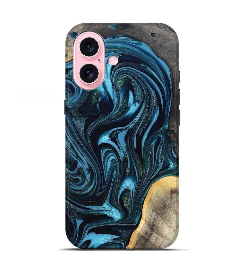 iPhone 17 Wood Live Edge Phone Case - Tanner (Blue, 819974)