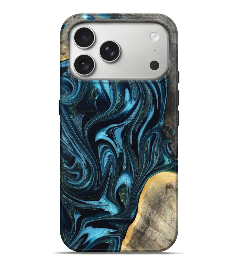 iPhone 17 Pro Max Wood Live Edge Phone Case - Tanner (Blue, 819974)