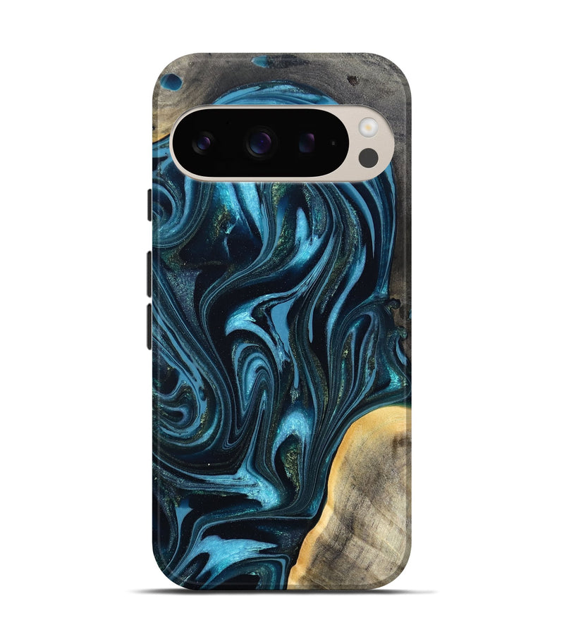 Pixel 9 Wood Live Edge Phone Case - Tanner (Blue, 819974)