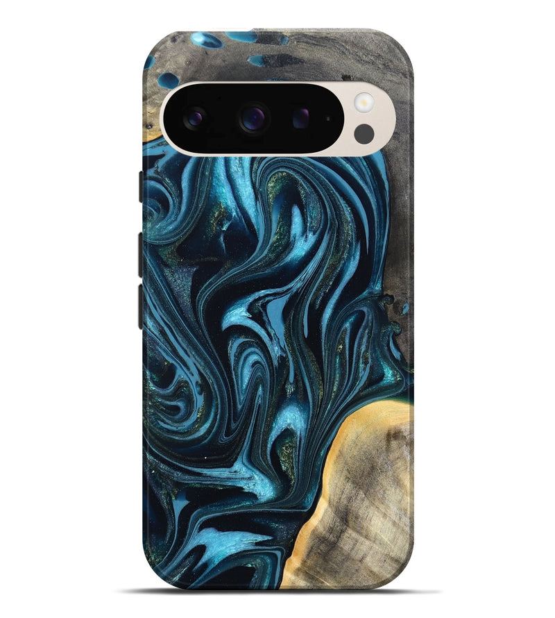 Pixel 9 Pro XL Wood Live Edge Phone Case - Tanner (Blue, 819974)