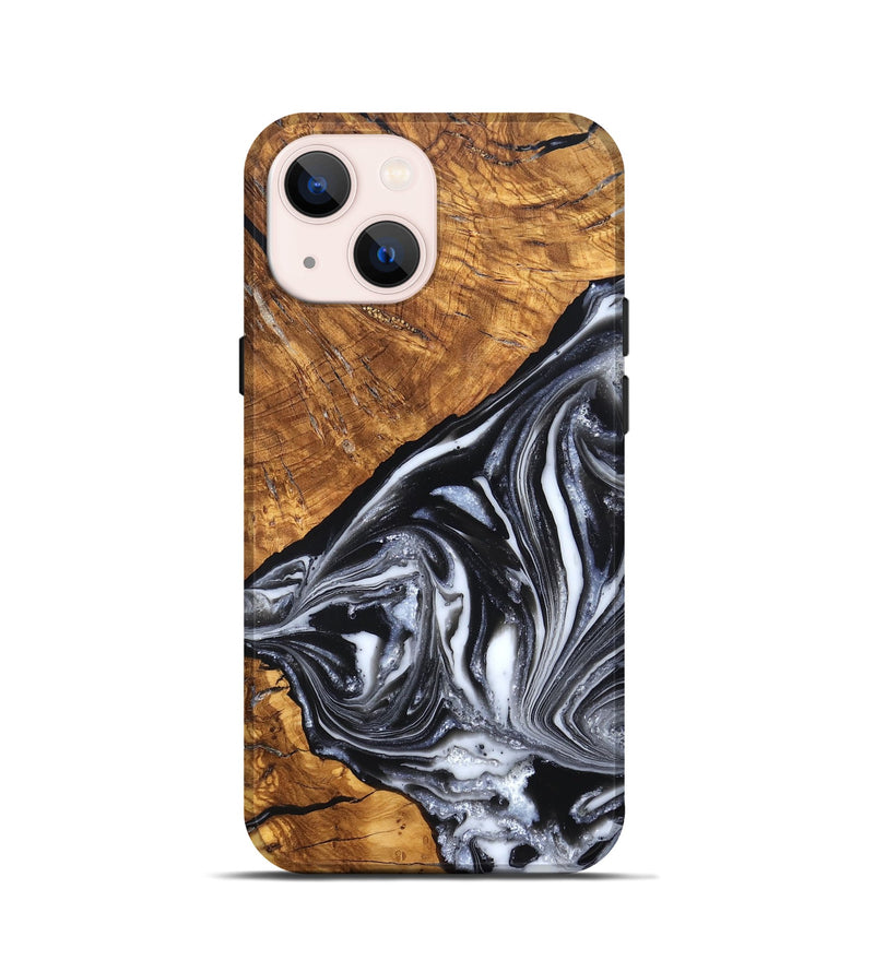 iPhone 13 mini Wood Live Edge Phone Case - Zola (Black & White, 819976)